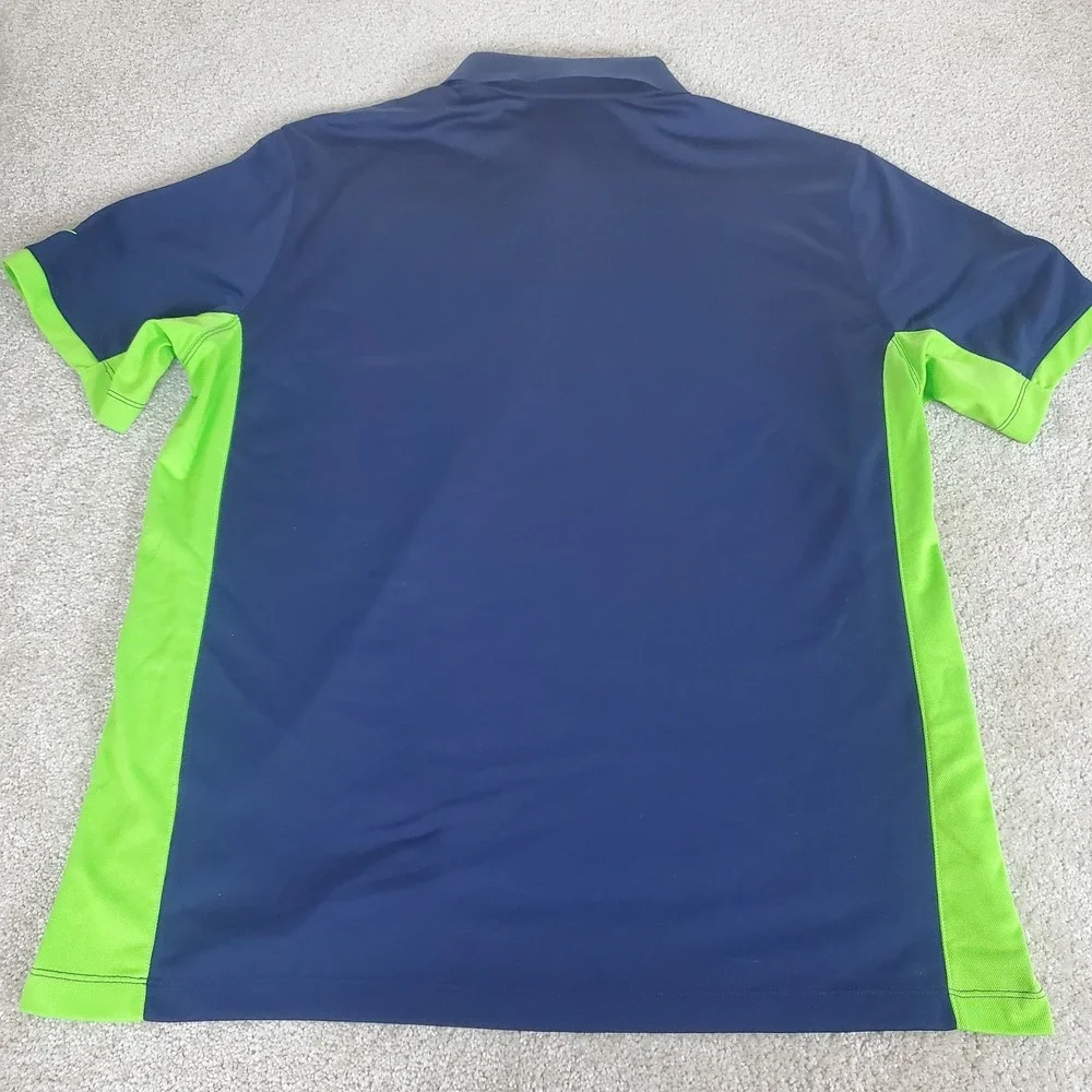Nike Men's Polo Shirt Size  XL Navy Blue Green‎ Dri-Fit Sleeve